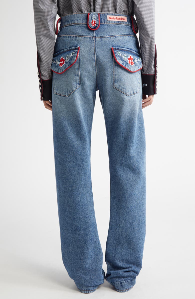 Molly Goddard Cora Floral Embroidered Jeans, Alternate, color, 