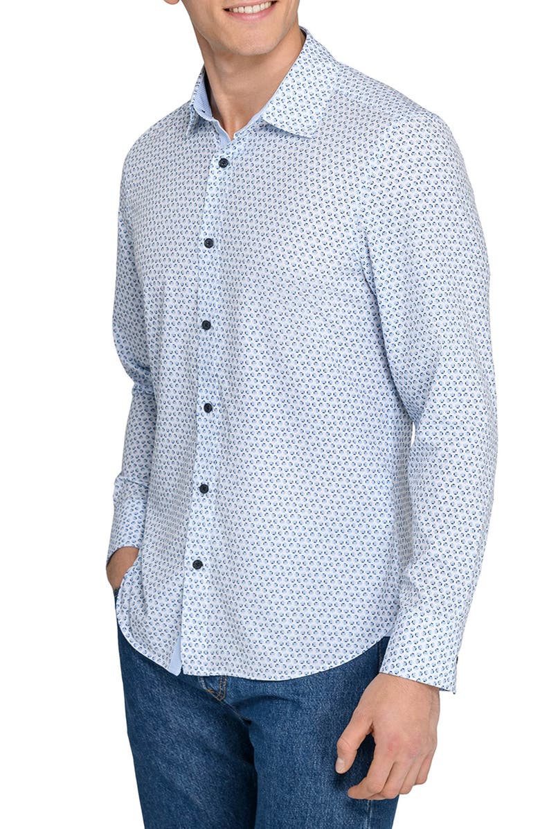 CONSTRUCT Slim Fit Round Geometric Stretch Button-Up Shirt, Alternate, color, 