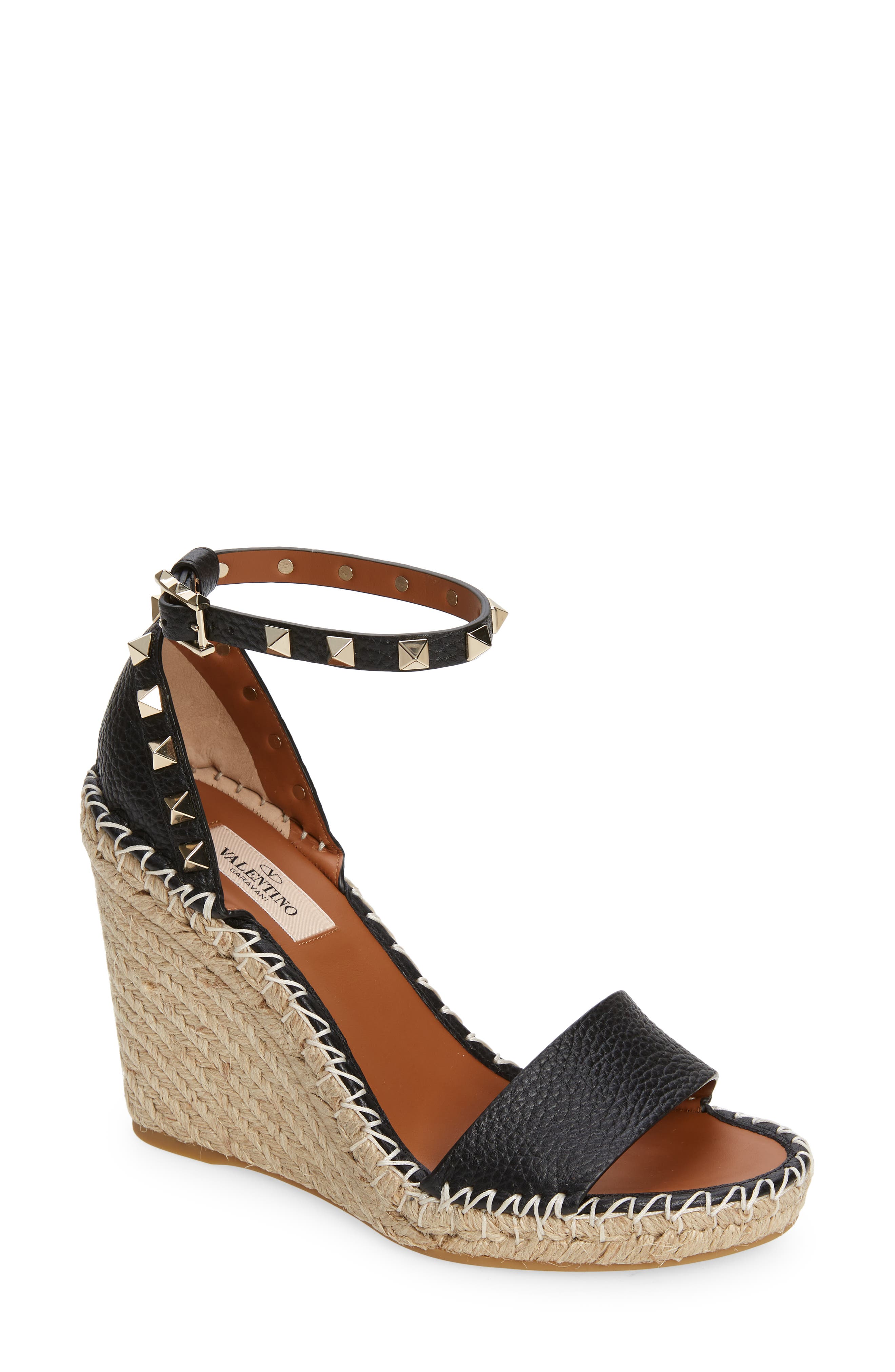 Valentino Garavani Valentino Rockstud Espadrille Wedge Sandal, Main, color, 