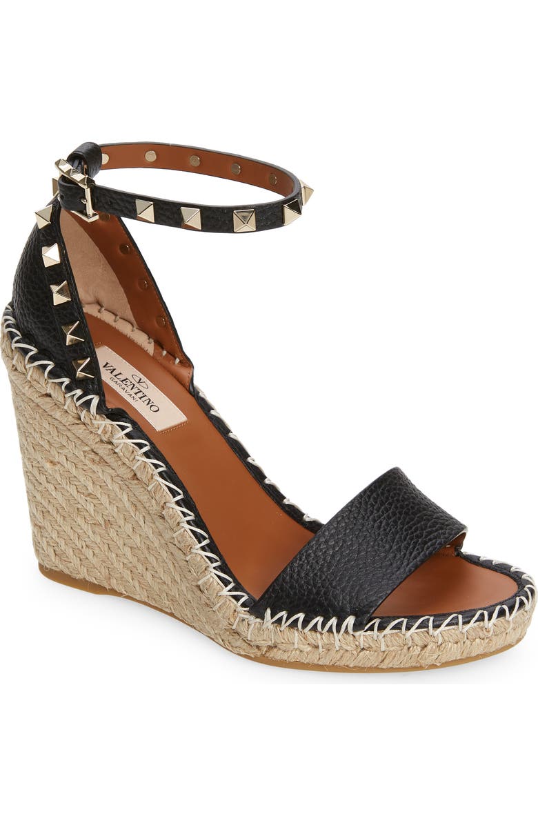 Valentino Garavani Valentino Rockstud Espadrille Wedge Sandal, Main, color,