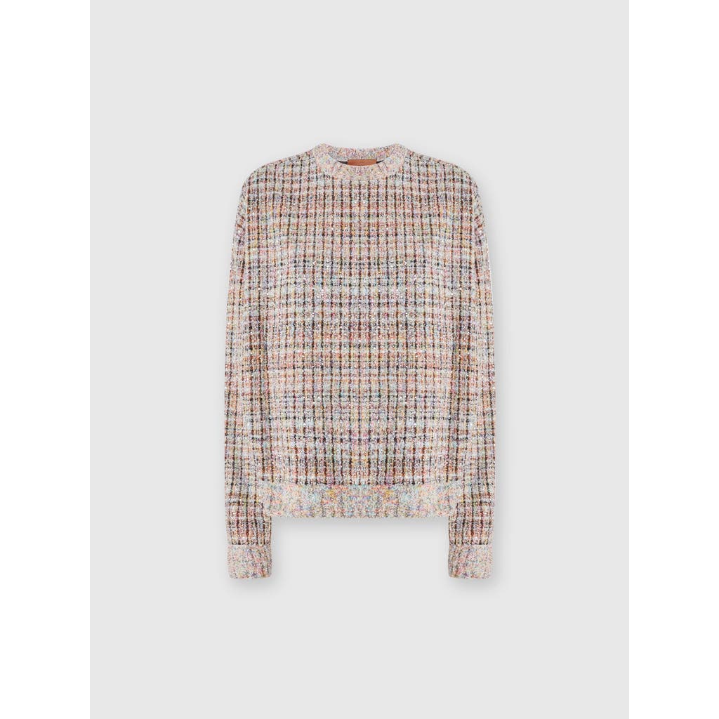 MISSONI MISSONI BOUCLÉ CHECKERED CREWNECK SWEATSHIRT WITH SEQUINS