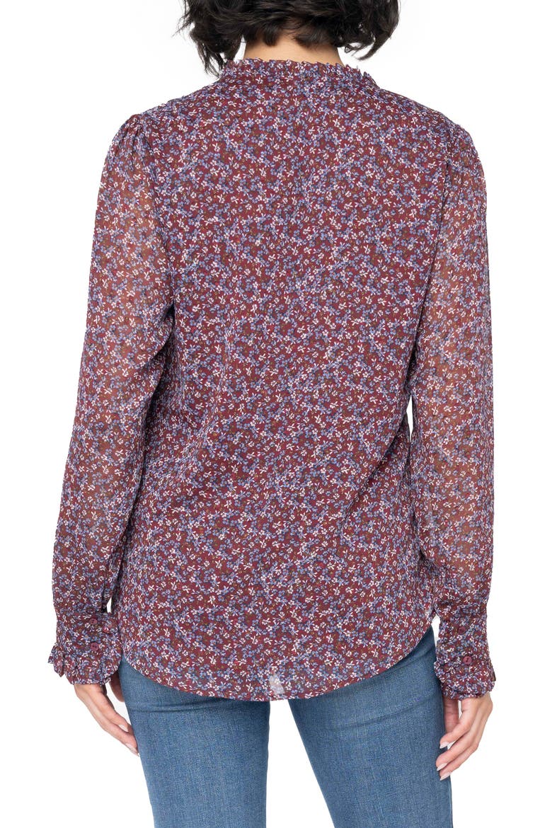 Floral Long Sleeve Button-Up Blouse, Alternate, color, BERRY DENIM DITSY FLORAL PRINT