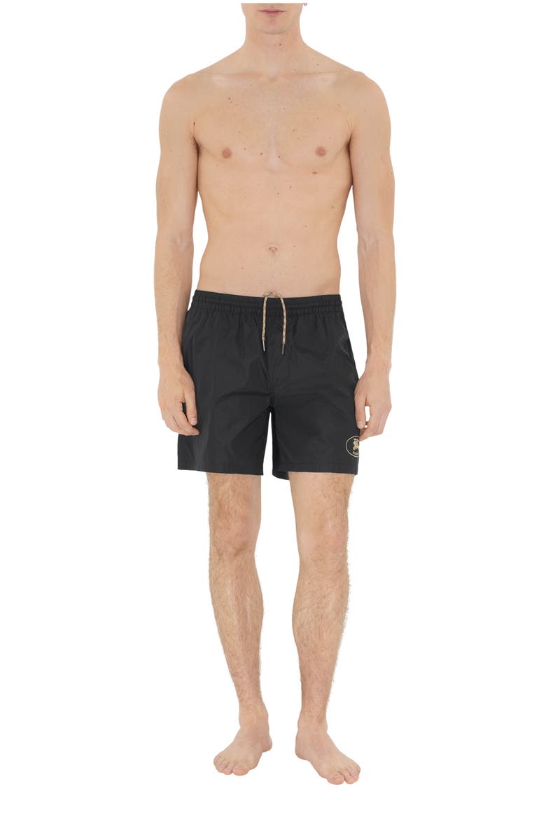 Burberry Knight Stamp Swim Shorts, Main, color, Black