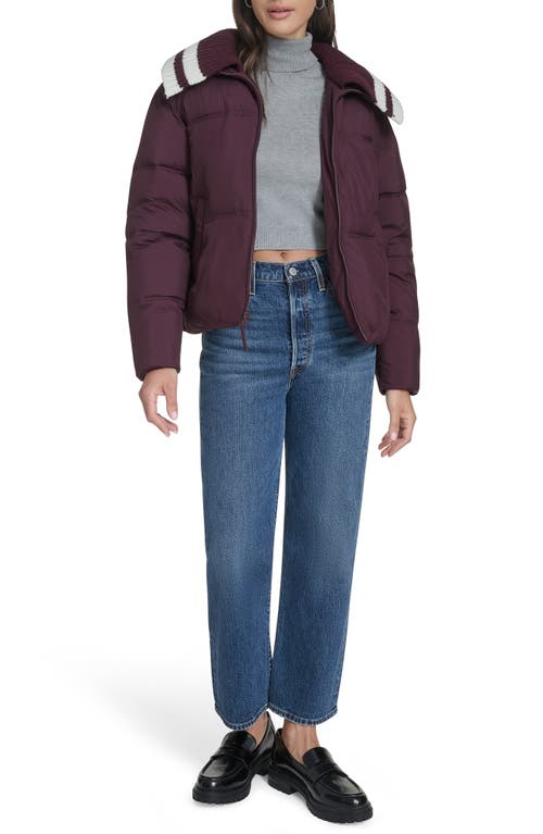 Champion Shawl Collar Puffer Jacket In Burgundy