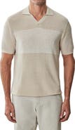 Robert Barakett Orion Stripe Silk & Linen Johnny Collar Polo