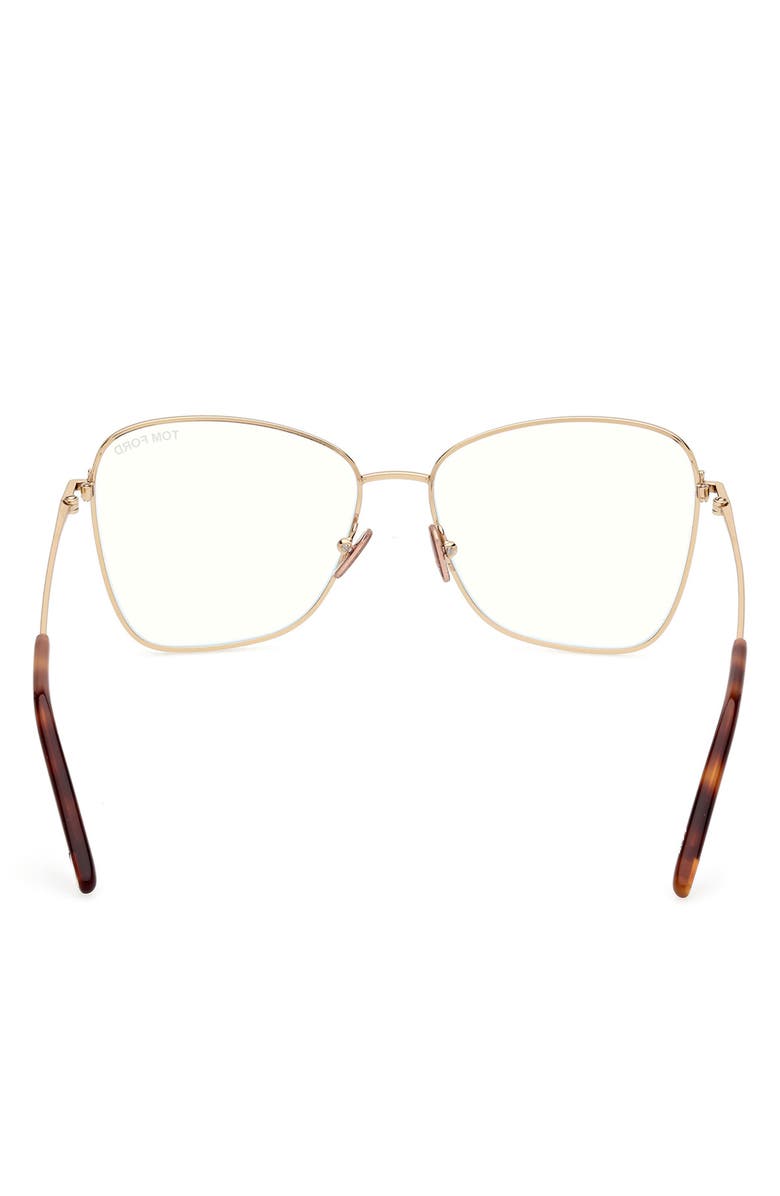TOM FORD 55mm Butterfly Blue Light Blocking Optical Glasses, Alternate, color, Pale Gold Brown Enamel