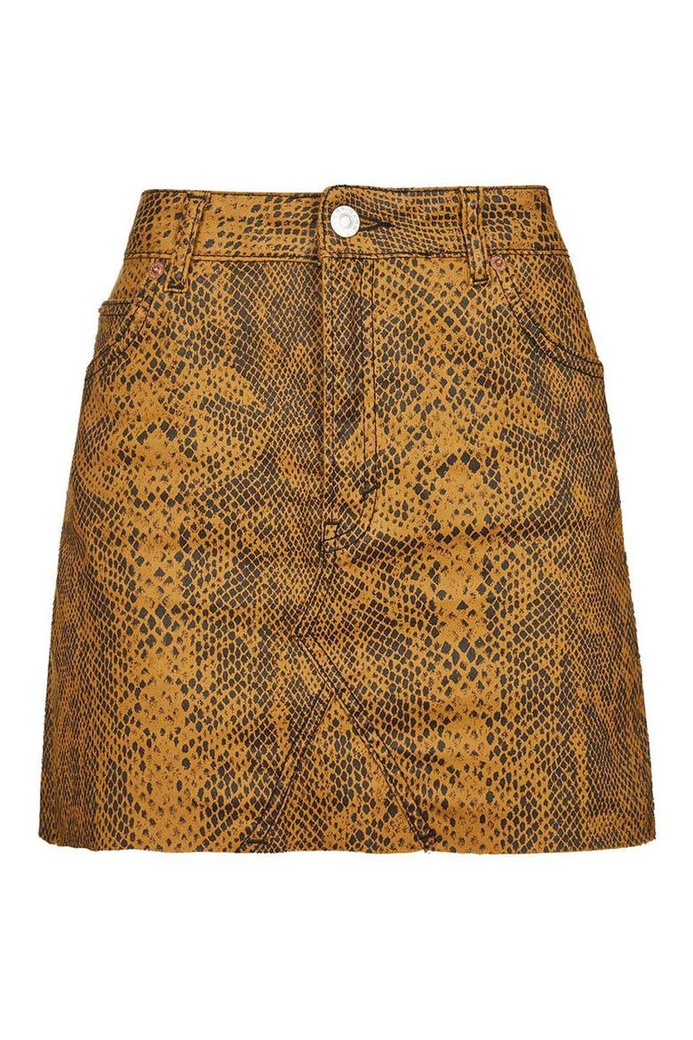 Snake Print Miniskirt, Alternate, color, BROWN MULTI