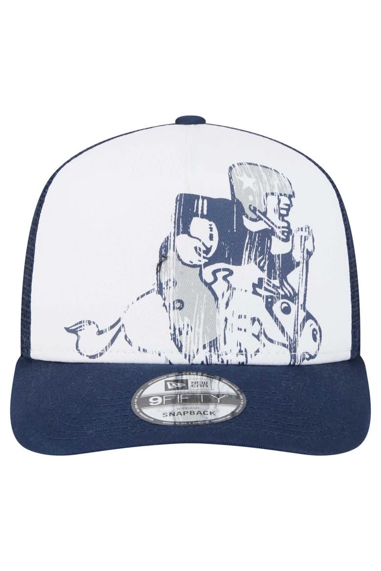 Men's New Era White/Navy Dallas Cowboys Distressed 9FIFTY A-Frame Snapback Hat, Alternate, color, White