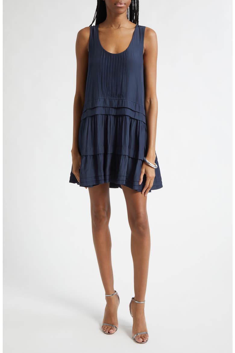 Paola Pleat Minidress, Main, color, NAVY