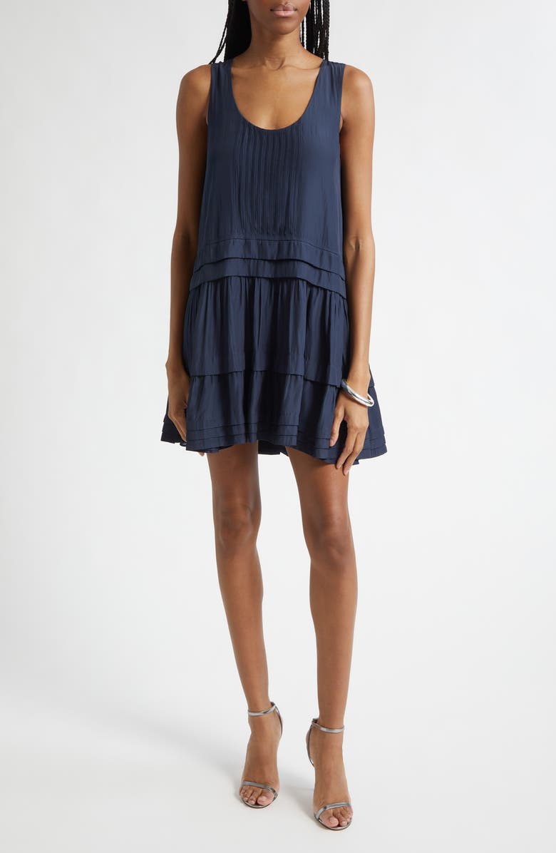 Ramy Brook Paola Pleat Minidress, Main, color, Navy