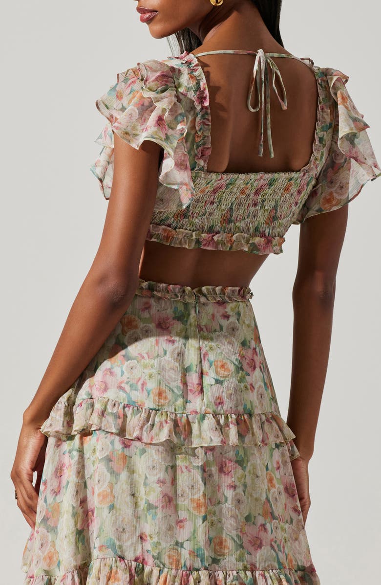 ASTR the Label Mable Floral Tiered Cutout Chiffon Dress, Alternate, color,