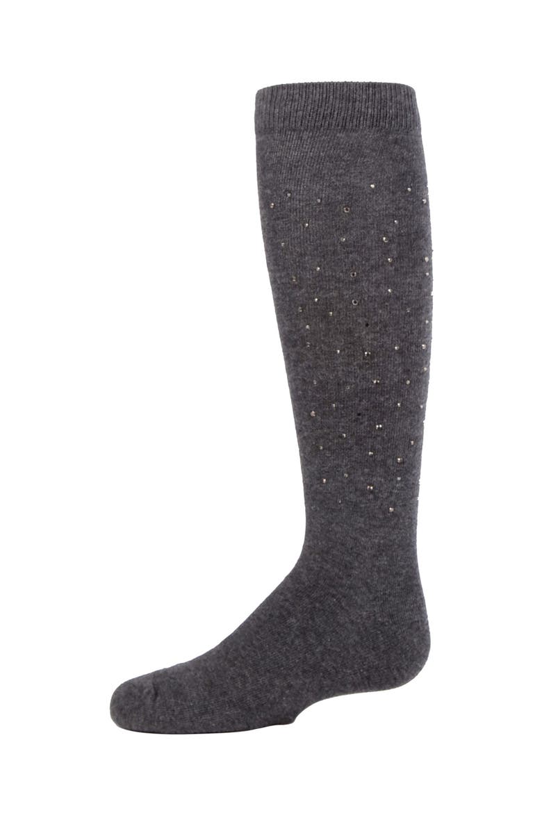 Jazzy Jeweled Knee Socks, Main, color, Charcoal