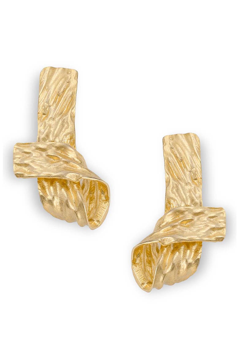 Jiya Mini Knot Earrings, Main, color, GOLD
