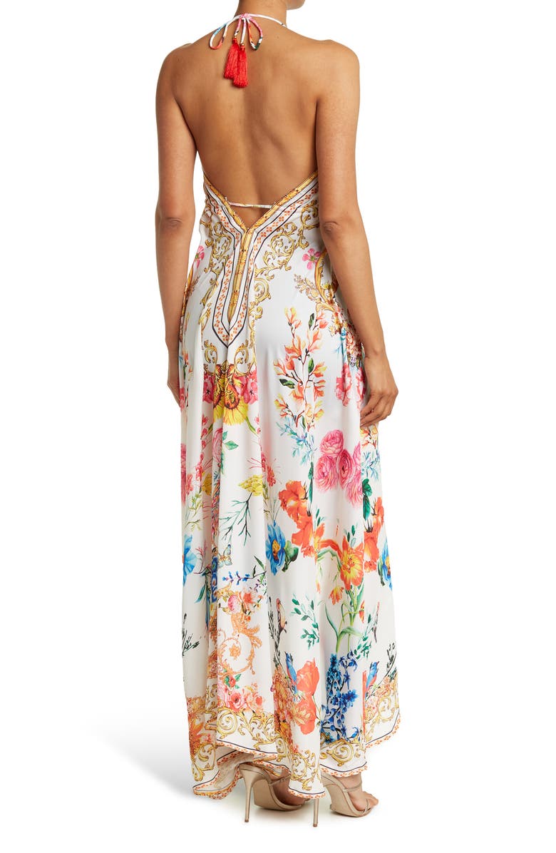 RANEES Floral Print Halter Cover-Up Dress, Alternate, color, White