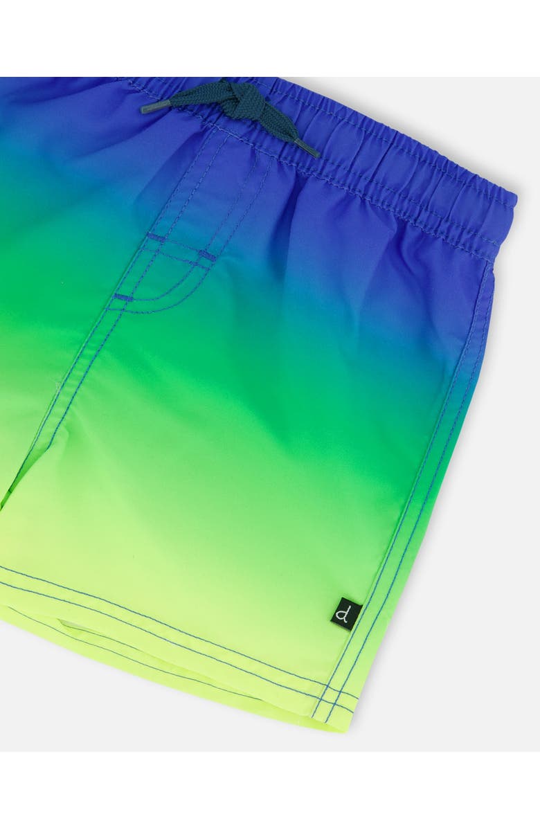 Deux par Deux Baby Boy's Swim Trunks Blue, Green, And Lime Gradient, Alternate, color,