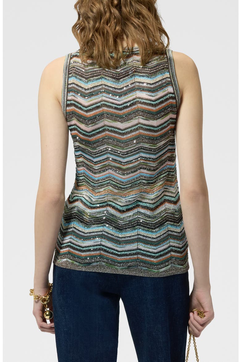 Sequin Metallic Jacquard Sleeveless Sweater, Alternate, color, BLACK MULTI