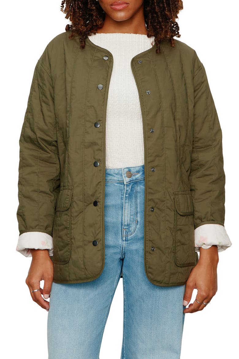 Reversible Cotton Quilted Jacket, Main, color, KALAMATA GREEN