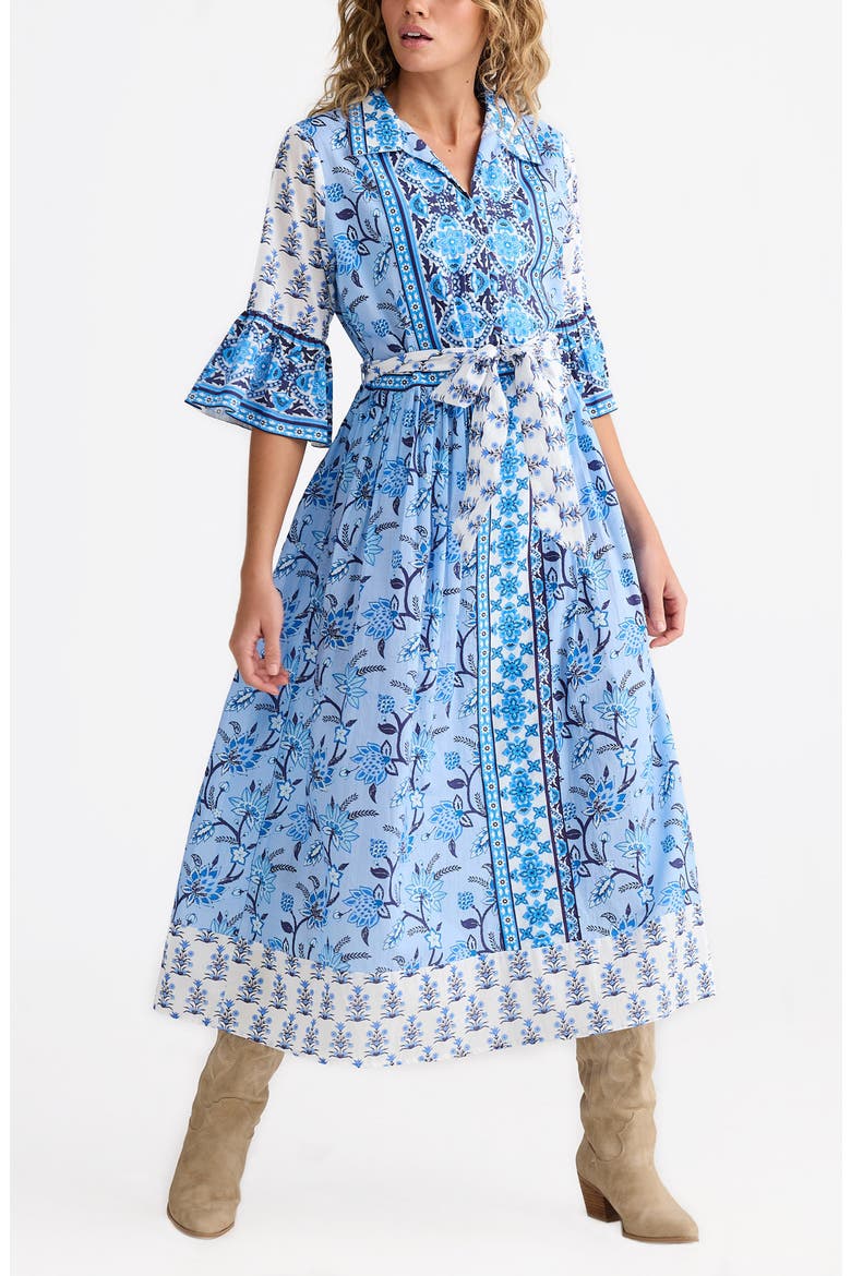 Jardin Mixed Print Cotton Midi Dress, Alternate, color, BLUEBERRY FIELDS