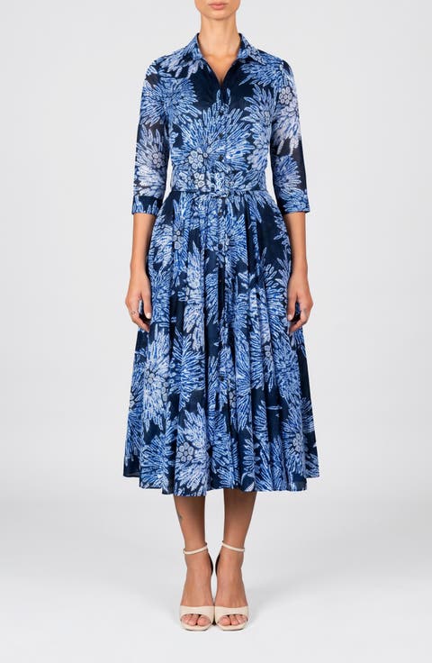 Shibori Belted Midi Shirtdress