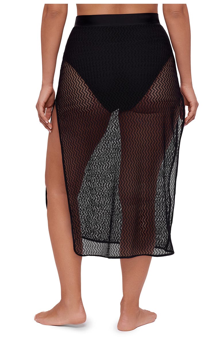 S3 Side Slit Crochet Coverup Skirt, Alternate, color, Onyx Black