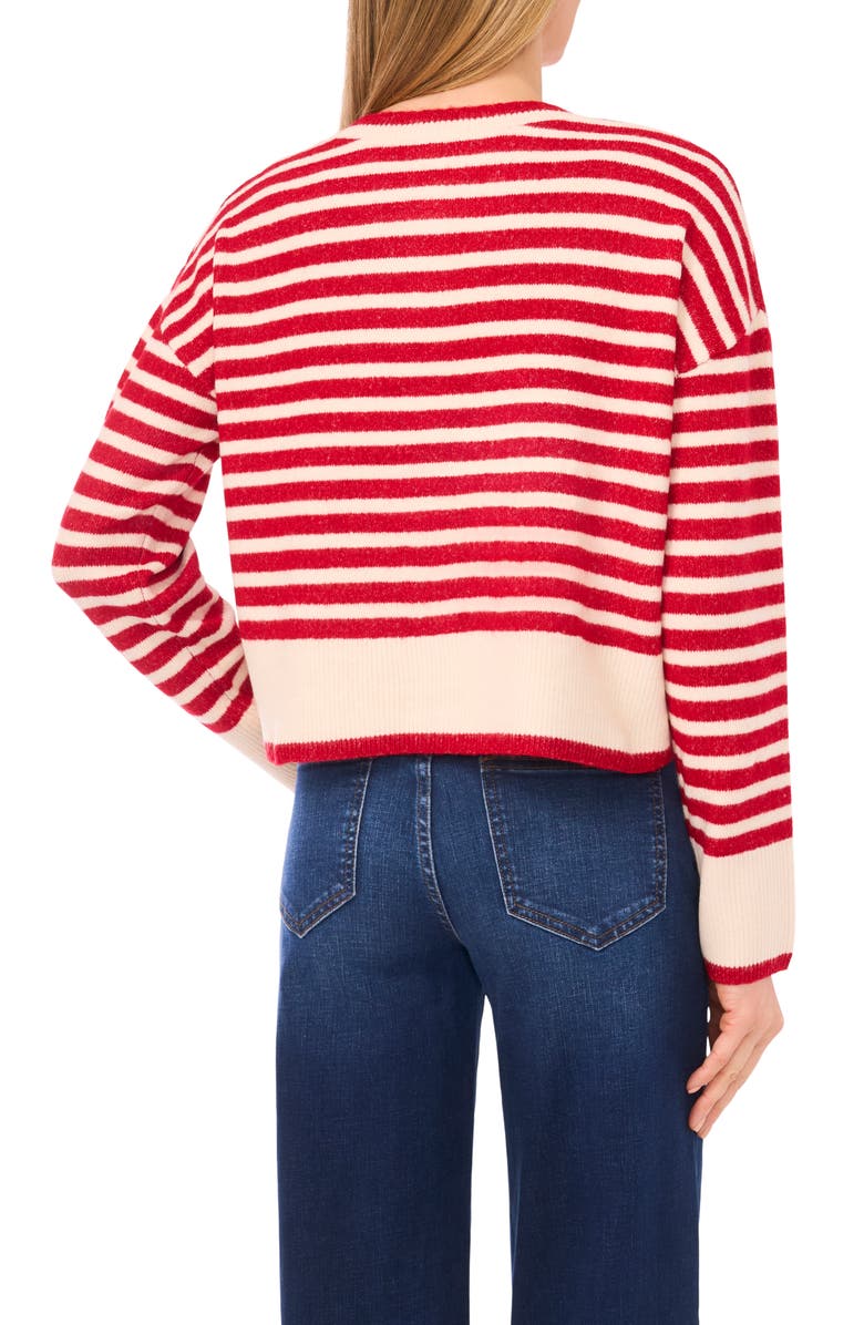 CeCe Stripe Cardigan, Alternate, color, Royal Red