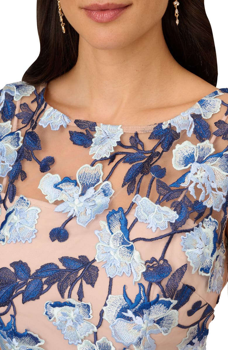 Adrianna Papell Embroidered Floral Tie Waist Sheath Dress, Alternate, color, 