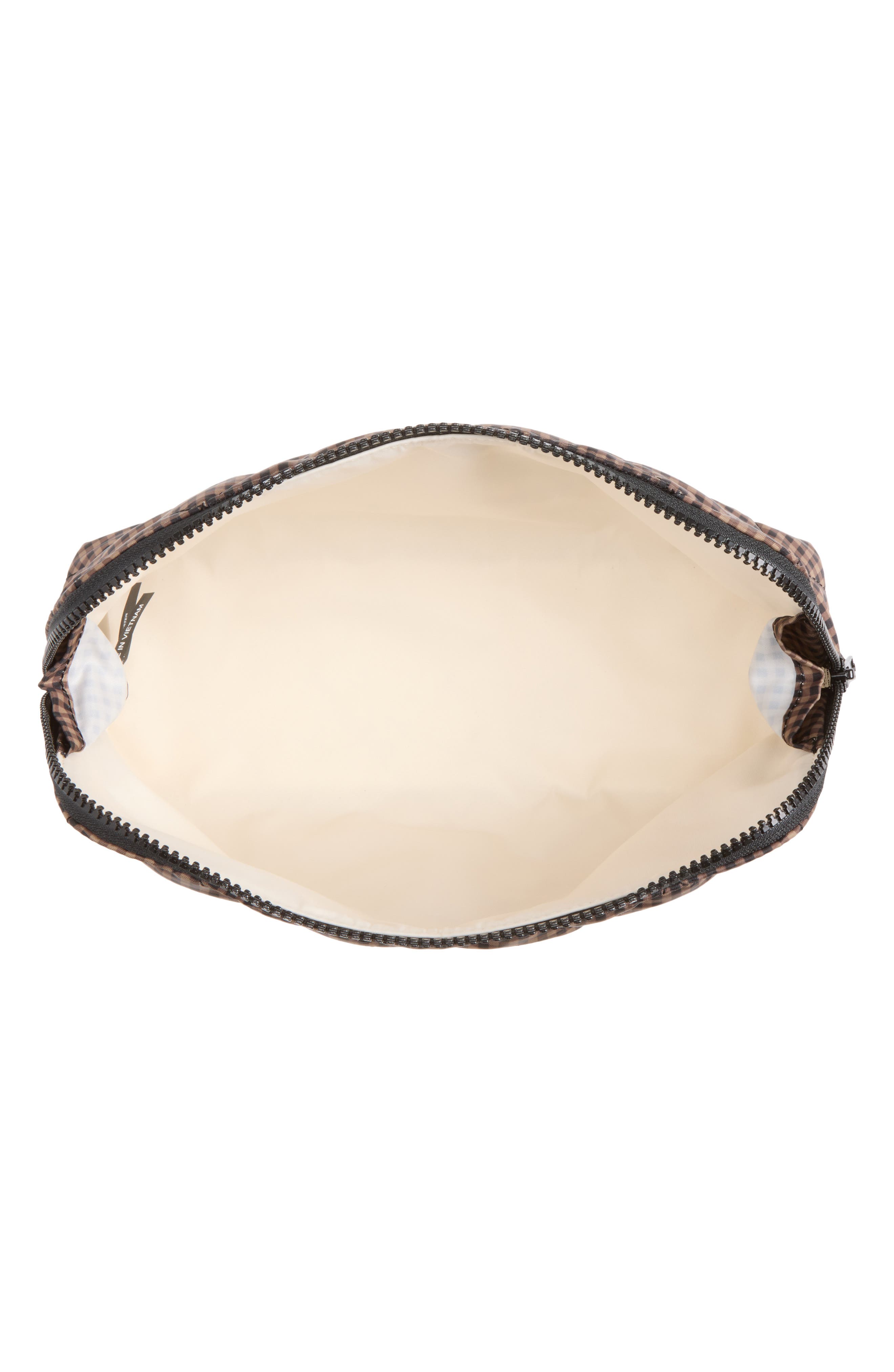 Frances Quilted Nylon Pouch, Alternate, color, BROWN/BLACK CHECK
