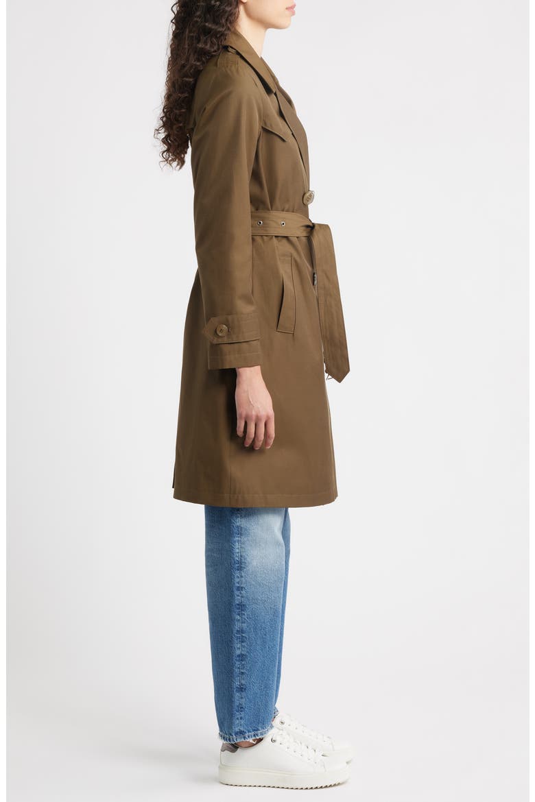 Water Resistant Cotton Blend Trench Coat, Alternate, color, BOTANIC GREEN