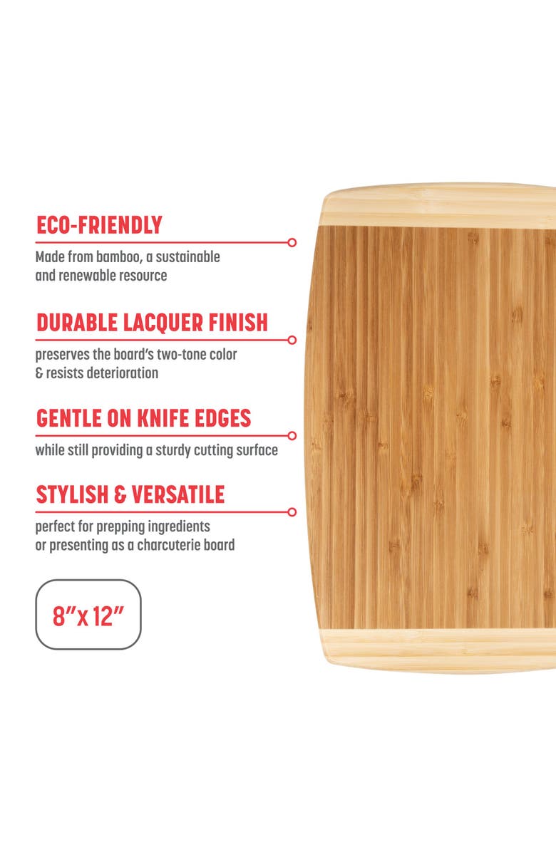 JOYCE CHEN Medium Burnished Cutting Board, 8x12 Inches, Alternate, color, Bamboo