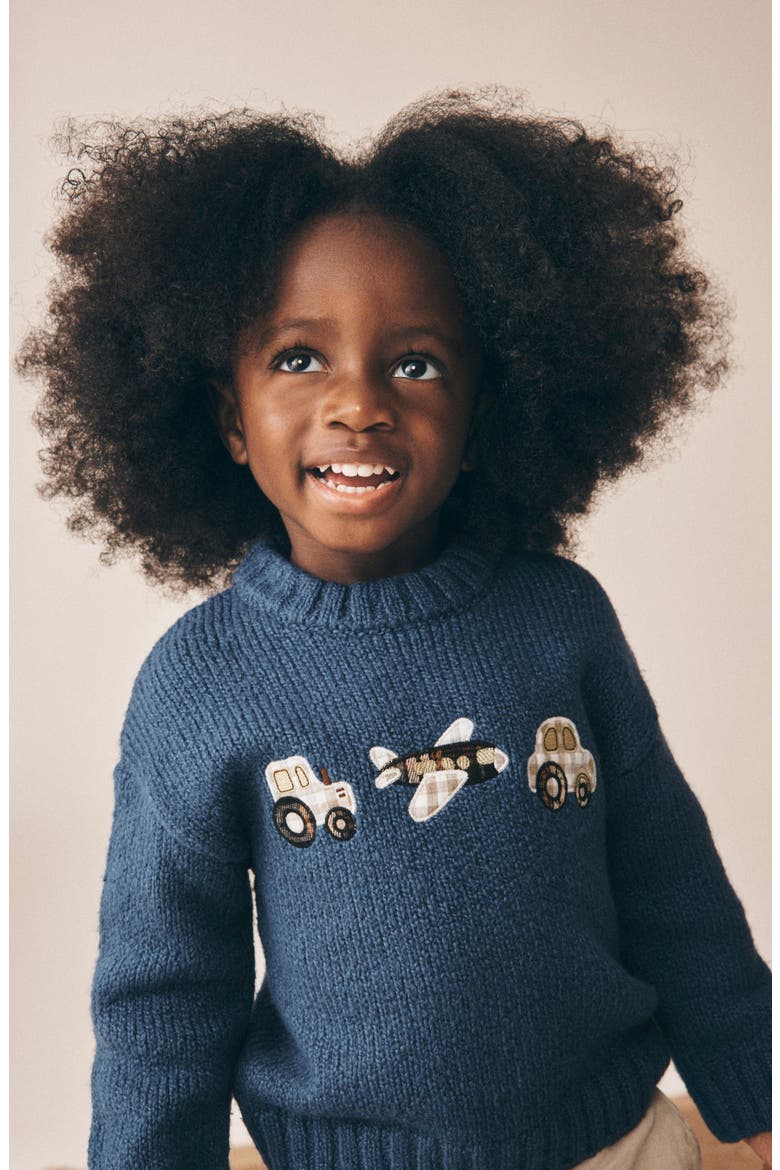 Kids' Transport Embroidered Sweater, Alternate, color, BLUE