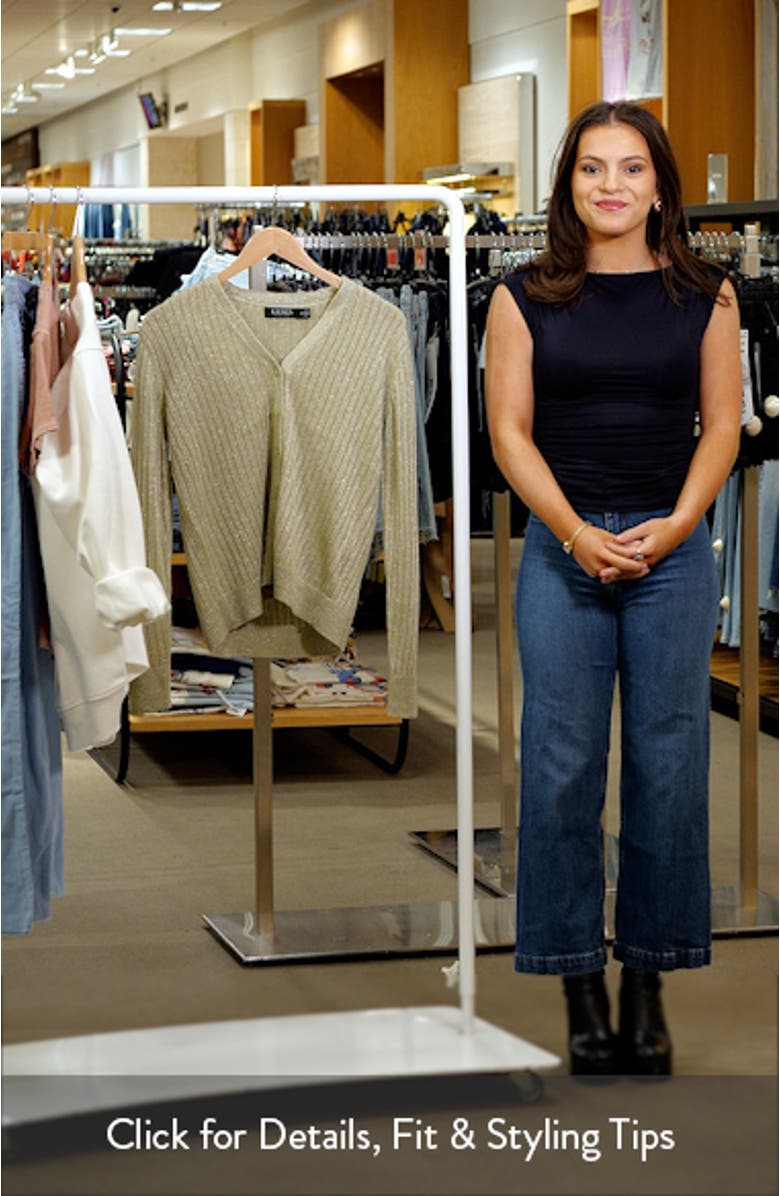 Metallic Linen Blend Rib Cardigan, sales video thumbnail