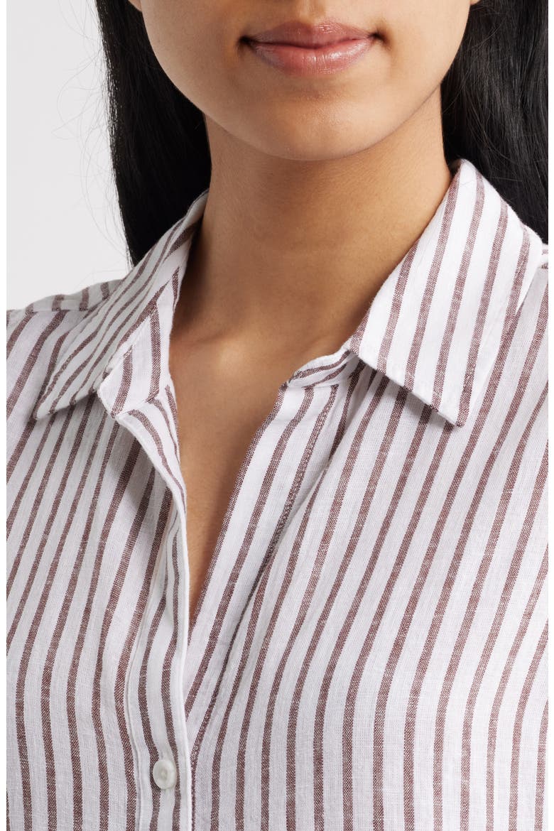 Split Back Stripe Sleeveless Button-Up Shirt, Alternate, color, COCOA BROWN STRIPE