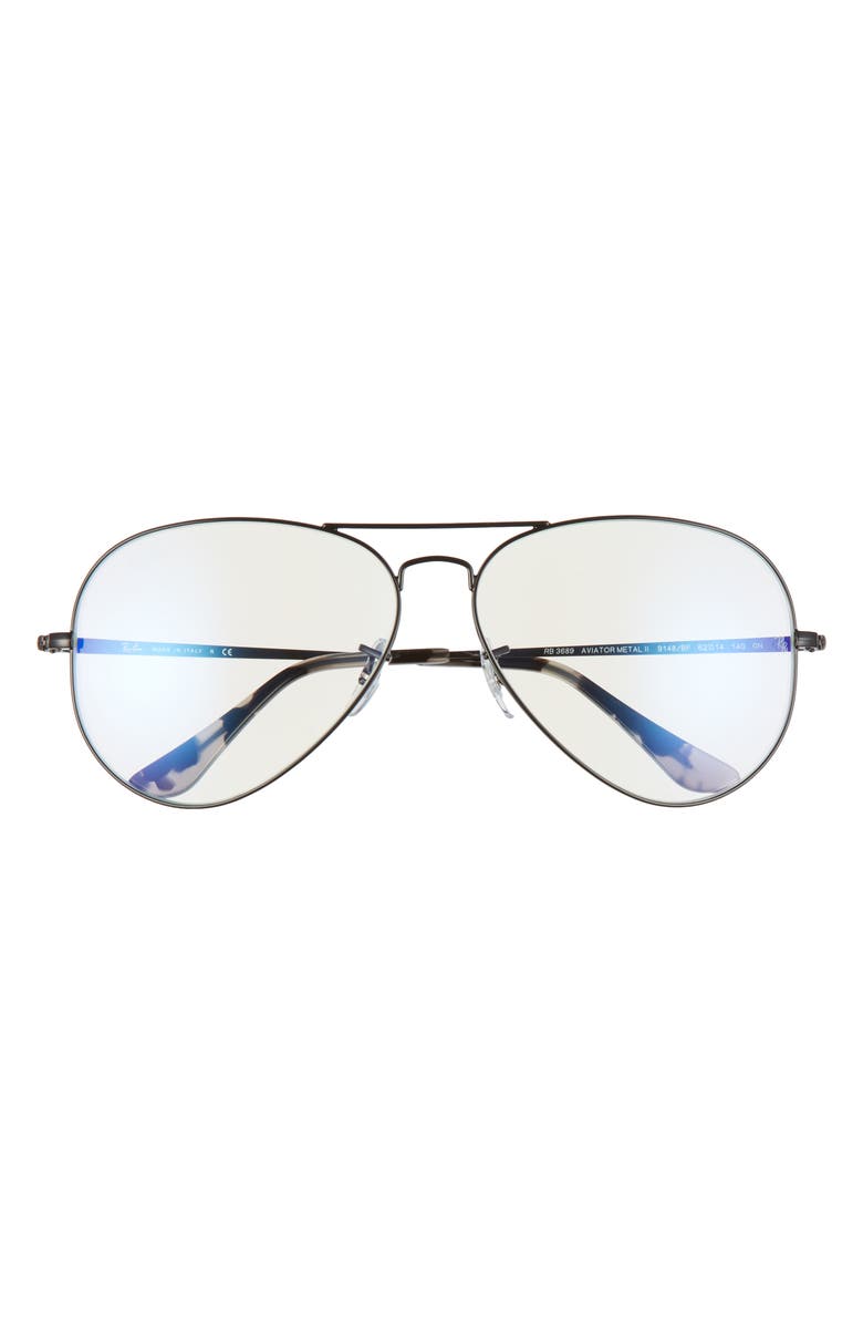 Ray-Ban Blue Light Blocking 62mm Oversize Aviator Everglasses, Main, color, 