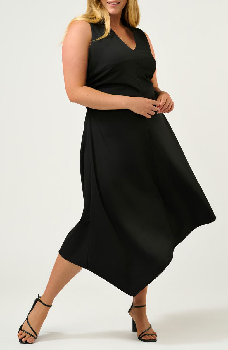 Estelle Carmen Asymmetric Sleeveless Maxi Dress, Alternate, color, Black