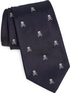 Ralph Lauren Purple Label Skull & Crossbones Embroidered Silk Tie