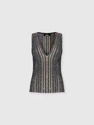 Missoni Ribbed Top With Sequins And V-neck