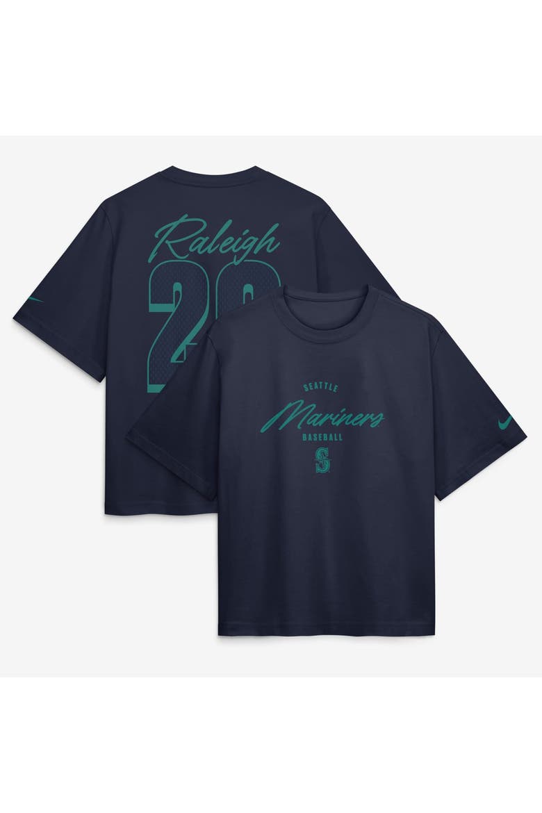 Women's Nike Cal Raleigh Navy Seattle Mariners Premium Essentials Boxy Name & Number T-Shirt, Main, color, Navy