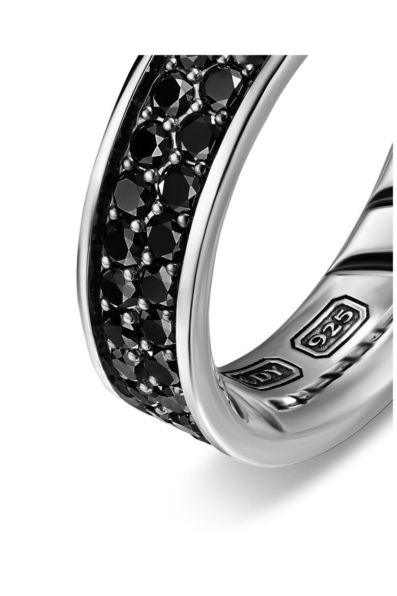 Men's Streamline Band Ring in Sterling Silver with Black Diamonds, 6.2mm, Alternate, color, SILVER PAVE