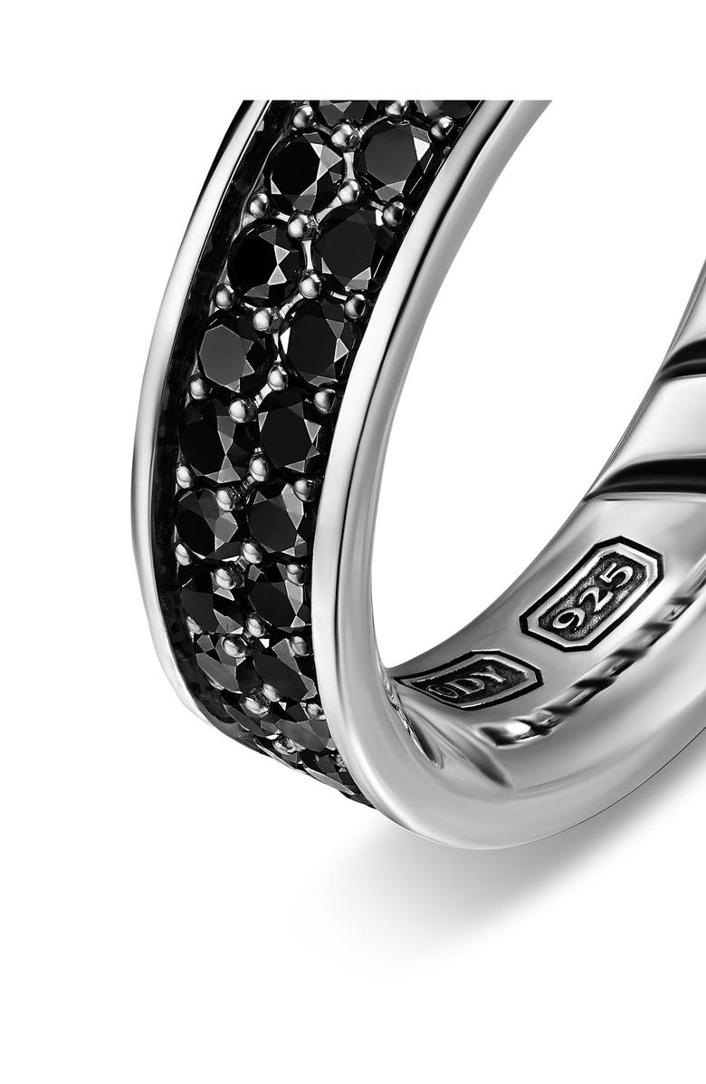 David Yurman Men's Streamline Band Ring in Sterling Silver with Black Diamonds, 6.2mm, Alternate, color, Silver Pave