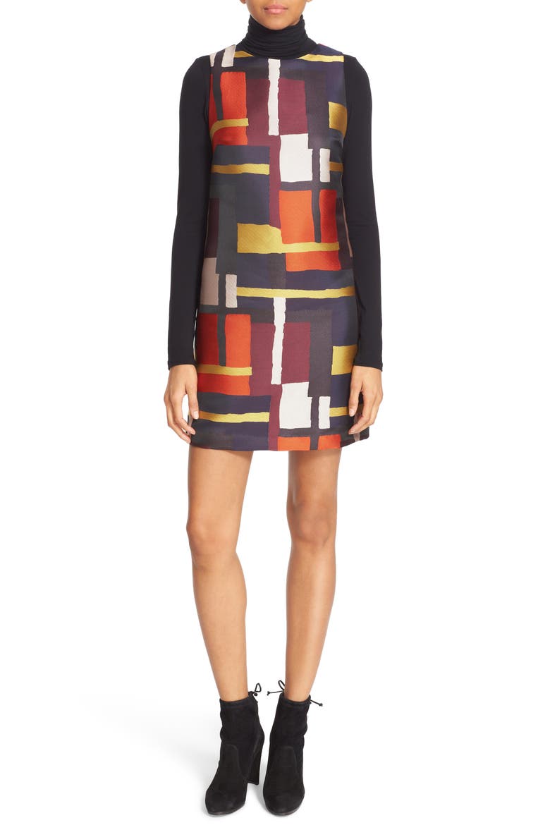 'Clyde' Print Sleeveless A-Line Dress, Alternate, color, PAINTED GRID