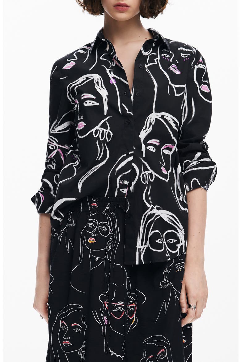Cam Faces Shirt, Main, color, BLACK