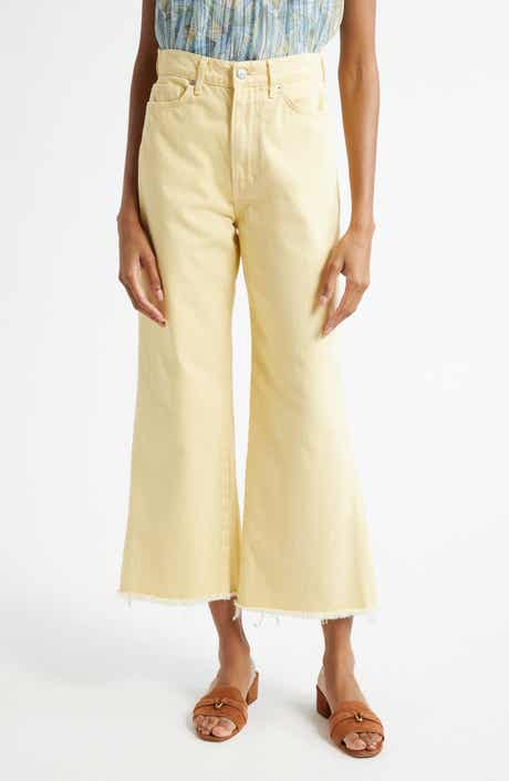 Veronica Beard Taylor High Waist Fray Hem Crop Wide Leg Jeans