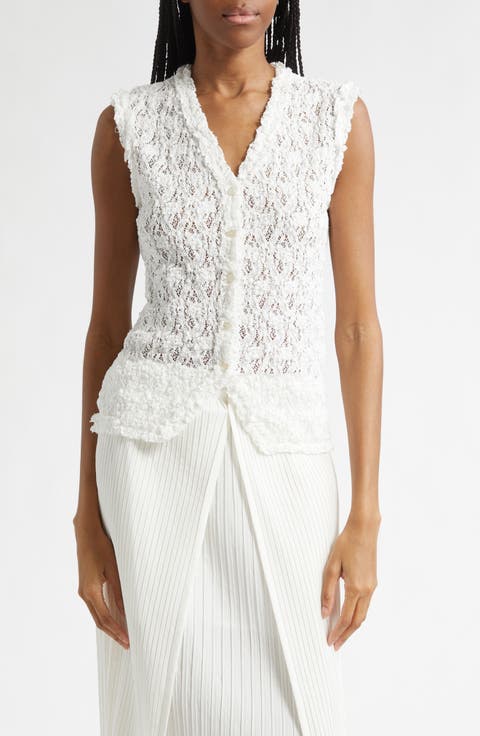 Button Front Lace Tank