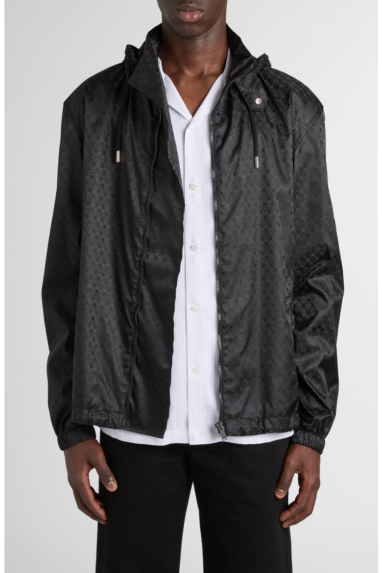 Skull Jacquard Windbreaker Jacket, Main, color, BLACK