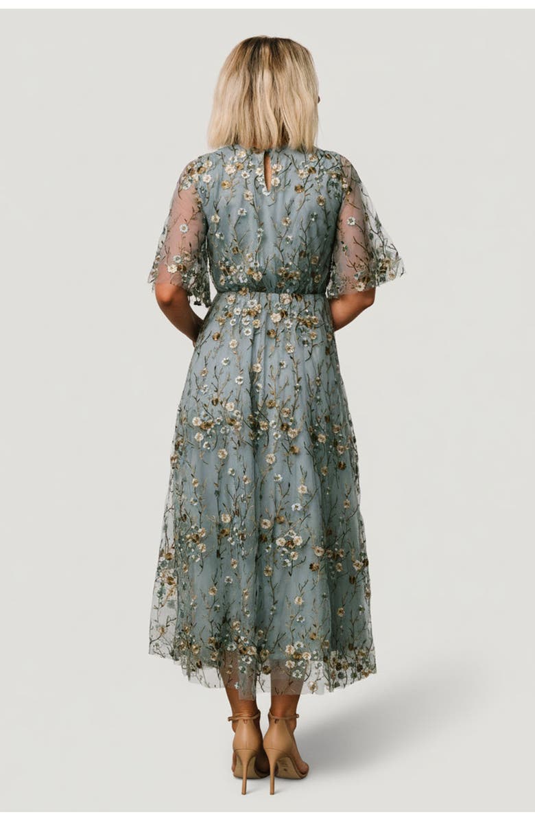 Baltic Børn Arabella Embroidered Tulle Maxi Dress, Alternate, color, Dusty Blue Floral