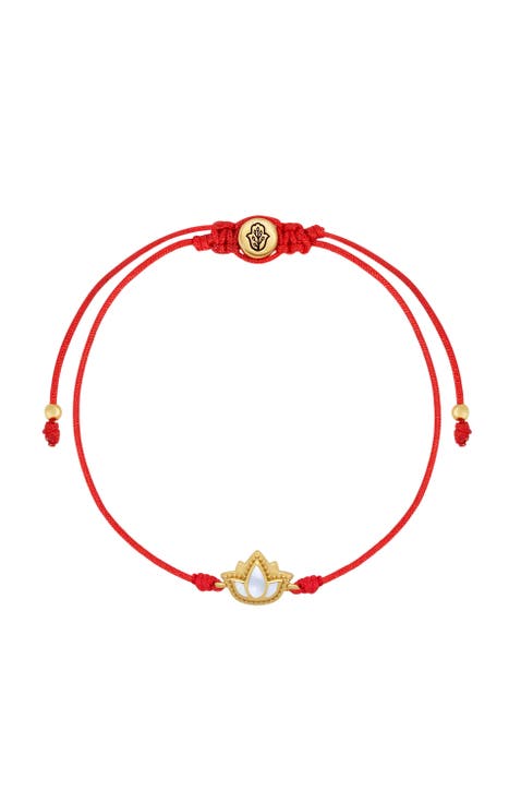 Blossoming Spirit Mother of Pearl Lotus Red String Bracelet