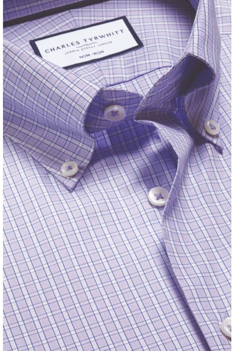 Non-Iron Pinpoint Oxford Check Shirt, Alternate, color, Lilac Purple
