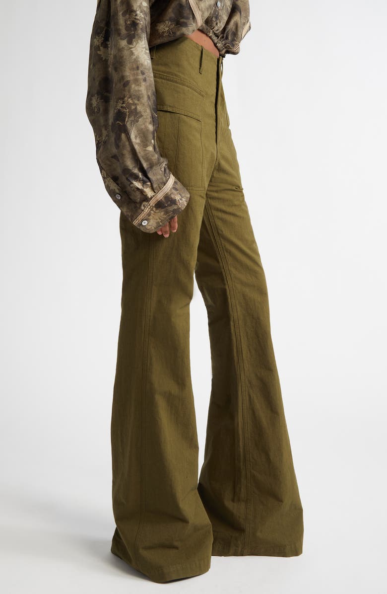 R13 High Rise Cotton & Hemp Flare Leg Pants, Alternate, color, Olive