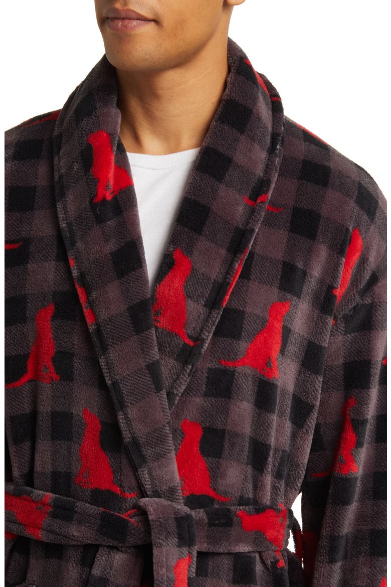 Chalet Chic Fleece Robe, Alternate, color, GREY DOG