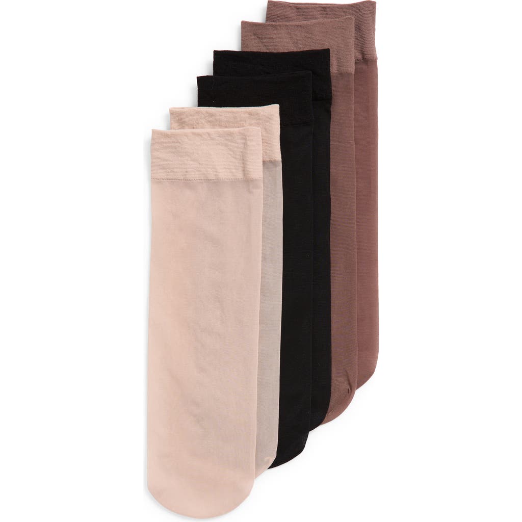 Nordstrom 3-pack Everyday Sheer Ankle Socks In Black